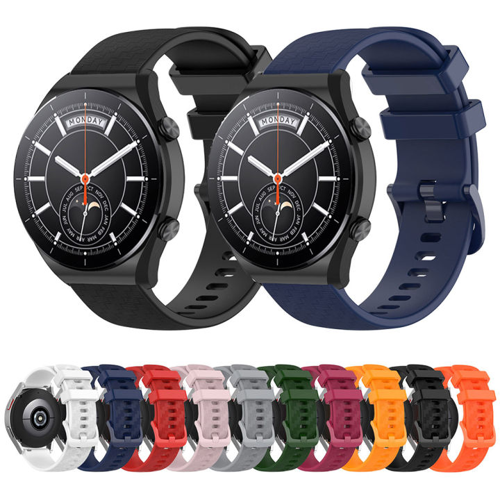 ซิลิโคนที่มีสีสัน-watchband-รูปแบบคาร์บอนไฟเบอร์สายรัดข้อมือสายคล้องข้อมือ22มม-สำหรับ-xiao-mi-นาฬิกา-s1สี