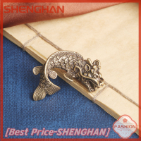 SHENGHAN ทองเหลืองมังกรปลาจี้พวงกุญแจเครื่องประดับตุ้งติ้งพวงกุญแจ