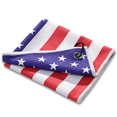 {: "》0ผ้าเช็ดไม้กอล์ฟใหม่ธงอเมริกาผ้าเช็ดตัวชายหาดรูปธงแห้งเร็วผ้าขนหนูชายหาดน้ำหนักเบา16x20 พร้อมตะขอคลิปหนีบผ้าขนหนูผ้าเช็ดไม้กอล์ฟ