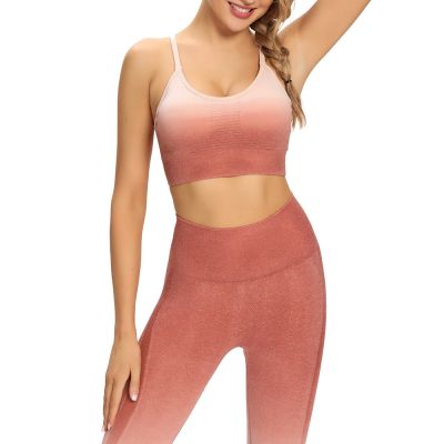 [COD] Cross-border sports underwear womens shockproof stereotypes gather beautiful back gradient thin strap running fitness bra yoga vest