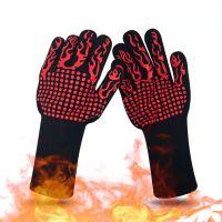 1pcs High Temperature Resistance BBQ Gloves Oven Glove 500 800 Fireproof Barbecue Heat Insulation Glove Labor Protection Glove Safety Gloves