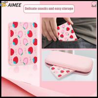 AIMEE สีชมพูอมชมพู เคสป้องกันรอย กล่องใส่บัตรลายสตรอเบอร์รี่ เคสใส่บัตร สำหรับ Nintendo SWITCH กล่องเก็บการ์ดเกม ที่จัดระเบียบการ์ดเกม