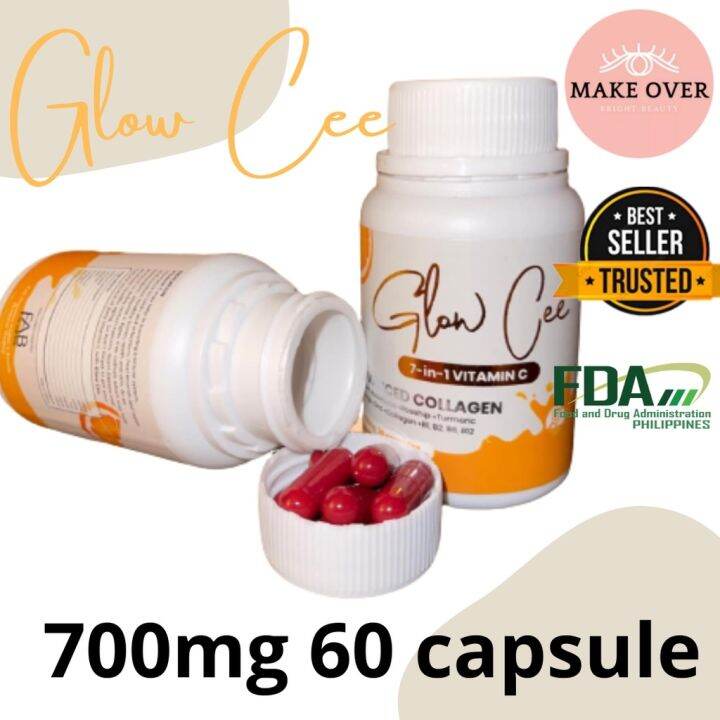 GLOW CEE Collagen for HAIR SKIN AND NAILS 700mg 60 CAPSULES 7 in 1