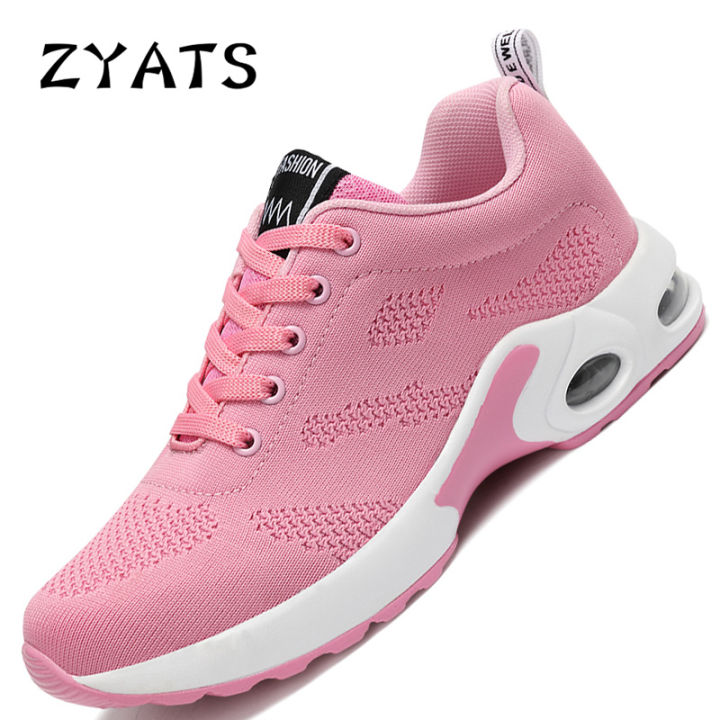 zyats-รองเท้าวิ่งกลางแจ้งผู้หญิงรองเท้ากีฬาแฟชั่น-รองเท้าผ้าใบรองรับการกระแทกพื้นรองเท้าสีชมพู