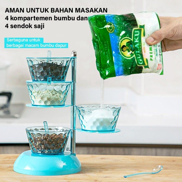 Tempat Bumbu 4 Tingkat Rak Dapur Cristal Rak Putar Cristal 4 In 1 Kotak