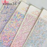 XINSU38 ที่ทำพวง กุญแจ diy เซ็ตทำพวงกุญแจ สติ๊กเกอร์สวยๆ เครื่องเขียนสเตชันเนอรี ริบบิ้นหัวใจไล่ระดับสี อัลบั้มภาพงานฝีมือแบบทำมือ ตกแต่งการ์ดไอดอล เลเซอร์สติ๊กเกอร์สติ๊กเกอร์ สติกเกอร์บัตรโกโอ ตกแต่งสมุดติดรูป สติกเกอร์ตกแต่งพื้นหลัง