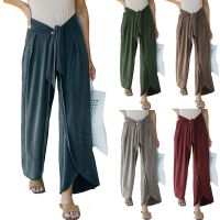 Cross border AliExpress in Europe and America 2023 Autumn Loose Casual Pants Belt Tie Wide Leg Pants Knitted Pants