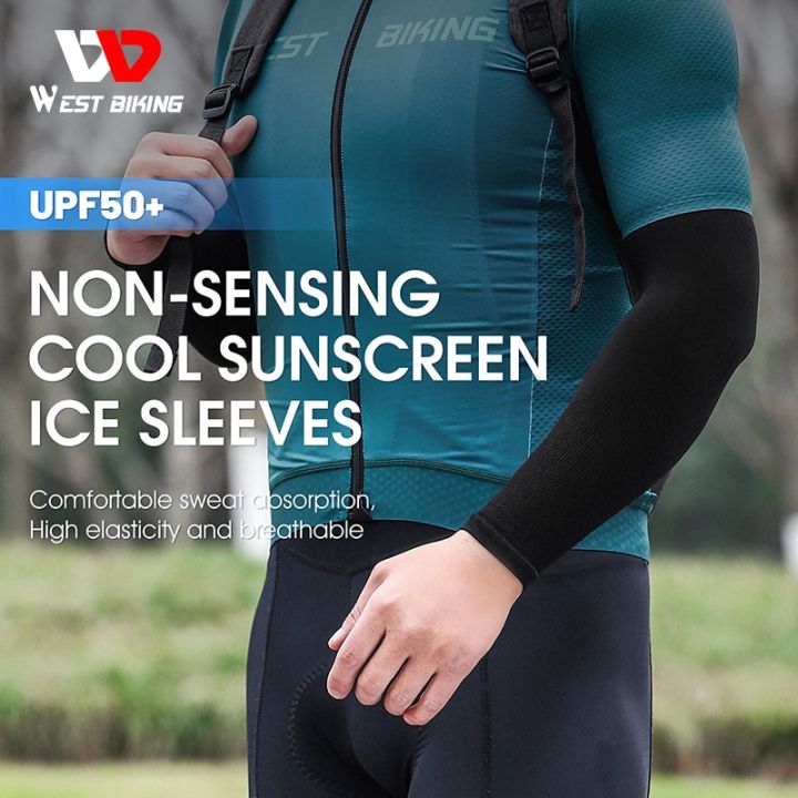 west-biking-2pcs-ice-fabric-breathable-uv-protection-running-arm-sleeves-fitness-basketball-elbow-pad-sport-cycling-arm-warmers-sleeves
