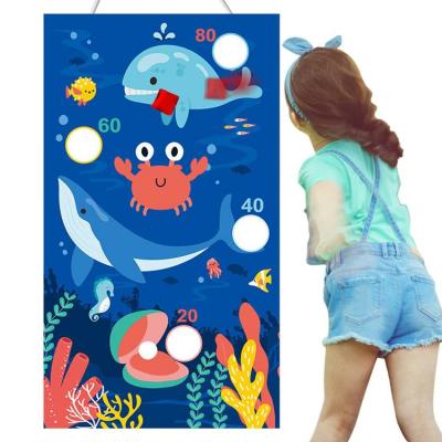 Bean Bag Toss Game for Kids Portable Outdoor Ocean Theme Party Games Outside Kids Cornhole Game Set Bean Bag Toss Birthday Games for Kids 3 Years brightly
