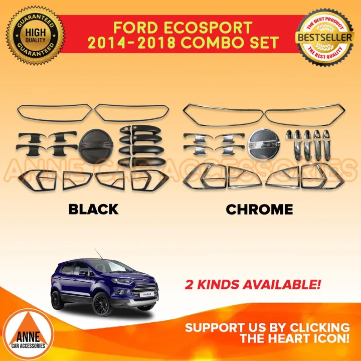 Ford Ecosport Titanium Garnish Cover Set 2014 2018 Black / Chrome