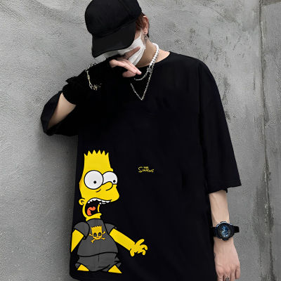 เสื้อยืดคอตตอน เสื้อยืดคุณภาพดี[S-5XL]   เสื้อยืดซิมซัน Simpsons ลิขสิทธิ์แท้ รุ่น SSH076 สีดำ Supercomics