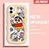 เคส JIUMOO สำหรับ iPhone 11 Pro 11 Pro Max เคสเครยอนชินจังรูปแบบมาคารอนโคโลร์ขอบคลื่นกันกระแทกแบบใสแบบนิ่มเคสมือถือกล้องที่สร้างสรรค์เคสป้องกันการตกหล่นฝาครอบป้องกันซิลิกาเจลแบบใหม่