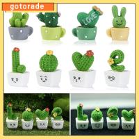 GOTORADE 1/4pcs ตกแต่งรถ เรซิน งานฝีมือตกแต่ง ประติมากรรมขนาดเล็ก อุปกรณ์บ้านตุ๊กตา ตุ๊กตาดอกไม้กระบองเพชร เครื่องประดับขนาดเล็ก กระบองเพชรจิ๋ว ตุ๊กตาภูมิทัศน์ไมโคร