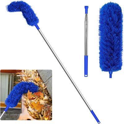 Gutter Cleaning Brush Roofing Tool with Telescopic Extendable Pole 8.2Ft Guard Cleaner Tool Easy Remove Leave