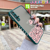 Jjlingji เคสสำหรับ Huawei Nova 5T Honor 20 Pro เคสลายหมูน่ารักบางมีน้ำค้างแข็งโปร่งใสแข็งขอบสี่เหลี่ยมกันกระแทกปลอกซิลิโคนคลุมทั้งหมดเคสนิ่มป้องกัน