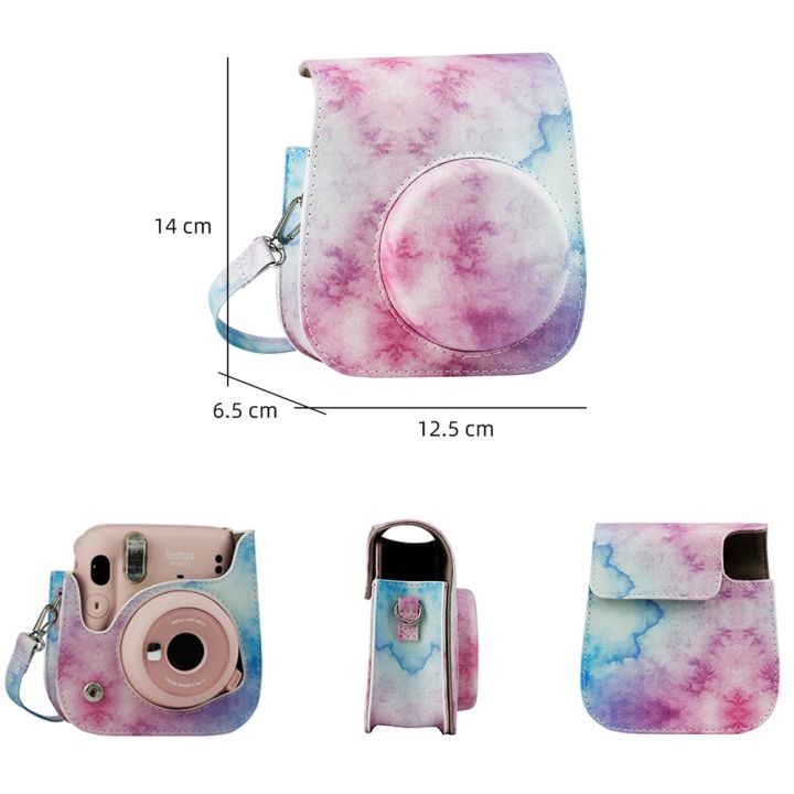 เคสกระเป๋าหนังสำหรับ-fujifilm-instax-mini-11ทำจากฟิล์มสำเร็จรูปพร้อม-tali-bahu-สีชมพู-น้ำเงิน-ม่วง-เทา-ขาว