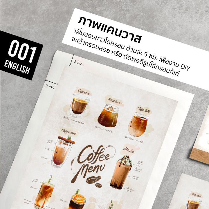 e001-เมนูกาแฟภาษาอังกฤษ-สีน้ำ-ภาพพิมพ์-แคนวาส-โปสเตอร์-โฟโต้-และสติ๊กเกอร์-pvc