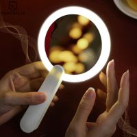 ┅ FENCHILIN Girls Outing Handy Tool!led Makeup Mirror Portable Rotatable Rechargeable With Light Handheld Beauty Night Fill Small Mini