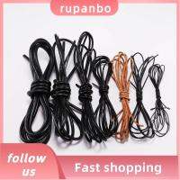 RUPANBO039392692 2 Meters ดีไอวาย สายทองกลม สีทึบทึบ หนังวัวแท้ เชือกสตริง ของใหม่ กลมกลมๆ สร้อยคอสร้อยข้อมือเชือก การทำเครื่องประดับ