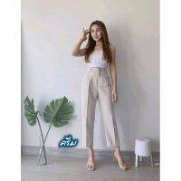 Hot item?กางเกง​เอว​สูง​ทรง​บอย ขา​กระบอก​เล็ก​ ผ้า​เปเป้​ แต่ง​หู​เข็มขัด​ กระเป๋า​ข้าง​ซิปและ​ตะขอ​หน้า ยาว​36มี18​สี