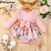 （flowerlove fashionable）  Prowow-Barboteuse Tour Bébé Fille De 0 À 18 Mois Barboteuse À Manches Longues Rose Imprimé เดรสผู้หญิงลายดอกไม้ TOUR-Nés Combinaison Pièvêtements Tons