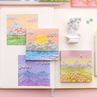 1pc New Creative Oil Painting Sticky Memo Pad 80 Sheets Colored Notepad Kawaii Sticky Notes Office School Stationery Supplies