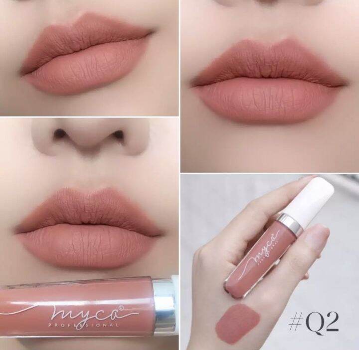 myca-matte-เบอร์-q2-ไมก้า-ลิปครีมเนื้อแมท-สีชมพูอมส้มตุ่นๆ-ทาแล้วหน้าสว่าง-เนื้อลิปเบาสบาย-เกลี่ยง่าย-ไม่เลอะแมส-ติดแน่นทนตลอดวัน