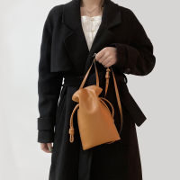 Genuine leather Women Bag new string bucket bag simple shoulder bag slant small fashion blessing purse 01-GN-csstfd