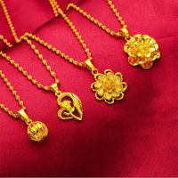 Copy Vietnamese Original Real 24K 999 Gold Jewelry Necklace For Men and Women 39;s Pure 18K Solid Chain Clavicle Heart Love Pendant