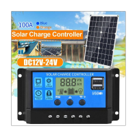 100A Solar Charge Controller, Solar Panel Battery Intelligent Regulator with Dual USB Port, Multi-Function Controller