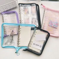 A6ซิป Binder Cover-Loose Leaf Organizer Diary-Bullet Transparent PVC Case Photo Organizer เครื่องเขียน