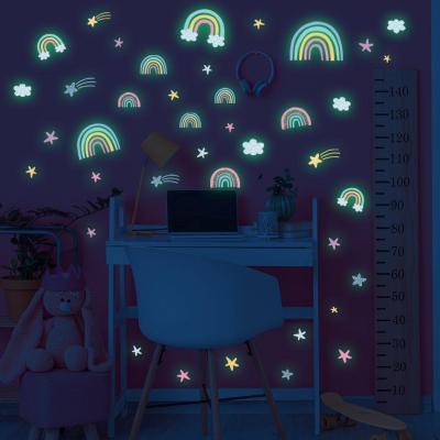 Self-adhesive Wallpaper Rainbow Wall Sticker Rainbow Clouds Living Room Room Stars Wallpaper Childrens Bedroom Decoration N9G7