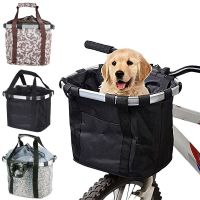 2023☸ Bicycle Front Basket Bike Small Pet Dog Carry Pouch 2in1 Detachable MTB Cycling Handlebar Tube Hanging Fold Baggage Bag 5KG Load