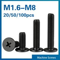 10/ 20/ 50pcs Black 304 Stainless Steel Cross Phillips Ultra Thin Flat Wafer Head Screw CM M1.6 M2 M2.5 M3 M4 M5 M6 for Laptop Nails Screws Fasteners