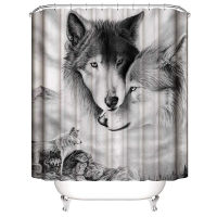 【♕】 Ingco mall เครื่องมืออาบน้ำ180X180Cm White Wolf ม่านอาบน้ำ Square ห้องอาบน้ำ Waterproof Polyester Mat