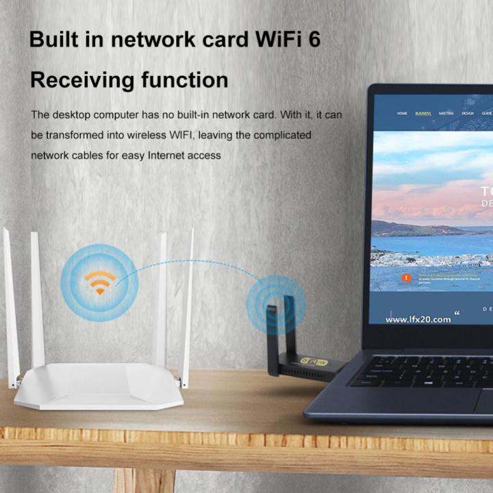 wifi6ตัวส่งสัญญาณภาพและเสียงอุปกรณ์มีเดียไร้สายการ์ดเน็ตเวิร์กพกพาได้การ์ดเน็ตเวิร์กเสาอากาศภายนอกรองรับบลูทูธสำหรับเดสก์ท็อปพีซีแล็ปท็อป