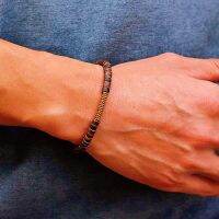 [2023] Boho แฮนด์เมด4Mm กำไลไม้โบราณลูกปัดหินธรรมชาติทำด้วยมือทอง Hematite Braslet สำหรับผู้ชายเครื่องประดับปลอกแขนเครื่องประดับ Homme