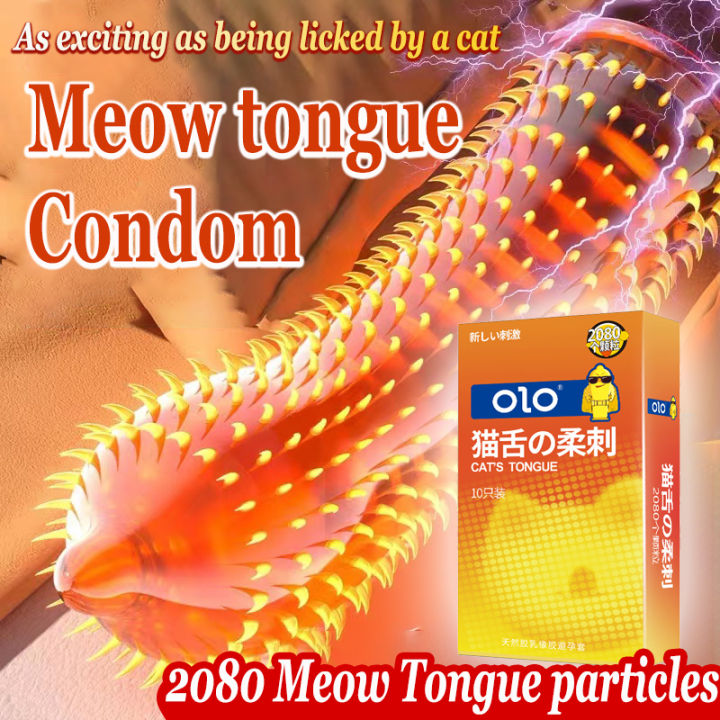 OLO longlasting G trendy cat tongue condom 3D large particle condom