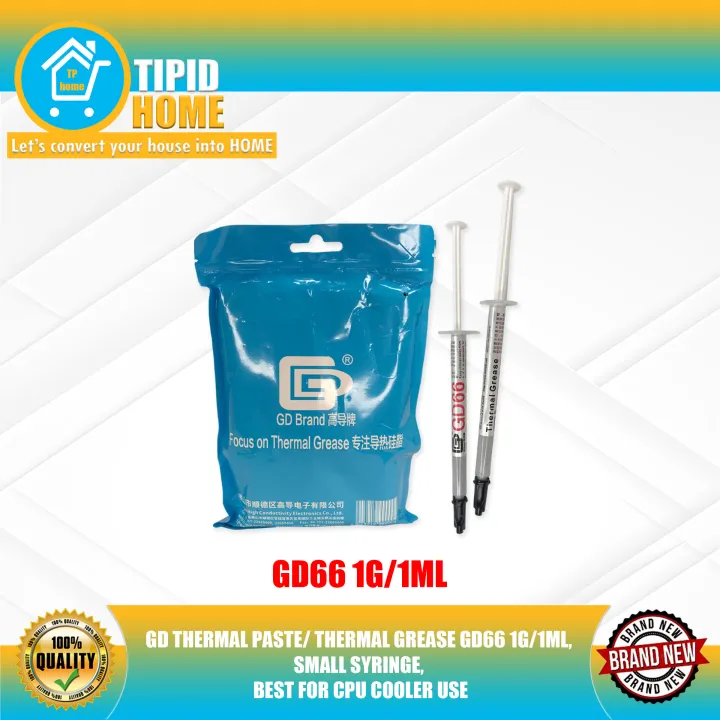 GD THERMAL PASTE/ THERMAL GREASE GD66 1G/1ML, SMALL SYRINGE, BEST FOR CPU COOLER USE Lazada PH