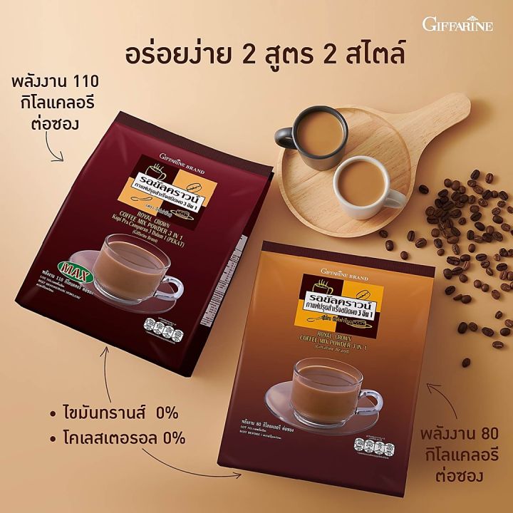 กาแฟ-กิฟฟารีน-รอยัลคราวน์-และ-รอยัลคราวน์-แมกซ์-กาแฟสำเร็จรูป-กาแฟ3in1-กาแฟโรบัสต้า-royal-crown