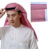 【YF】 Muslim Men Plaid Print Headscarf Arab Shemagh Dubai Turban Cap Neck Wrap Keffiyeh Arabic Middle East Headcover Shawl