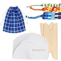 30 Pcs Weaving Cards Table DIY Craft Handmade Paper Loom Card  2Pcs Weaving Shuttle with Cloth Bag Designed for Craft Weaving Knitting  Crochet