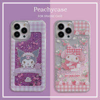 สตรอเบอร์รี่เชอร์รี่ทรายทรายดูดมันวาวลายการ์ตูนเคสโทรศัพท์ทนต่อแรงกระแทกใช้ได้กับ iPhone 15 Plus 14 13 12 Pro Max 11 Xr 8Plus 6 8 7 Plus Xs Max X 15Promax ที่ป้องกันคลุมหลังกันชน PC แบบแข็ง