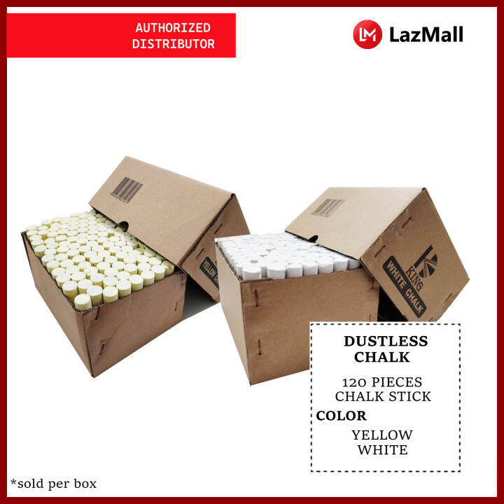 School Dustless Chalkboard WHITE CHALK / YELLOW CHALK 120 Stick per Box