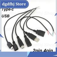 Dgdfhj Shop 2-pin 4-pin wire Line Micro USB diy 2.0 Male to Female Type-C c Charger Wire Power Supply Connector Extension repairing Cable