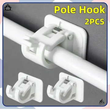 2pcs Self-Adhesive Curtain Rod Bracket Wall Mount Drapery Hook Holders No  Drill Fixing Rod Holder Curtain Pole Wall Brackets Adjustable Towel Rod  Hooks for Home…