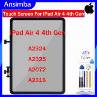 Ansimba Original 10.9 ”หน้าจอสัมผัสสำหรับ iPad Air 4 4th Gen 10.9" 2020 A2325 A2324 A2072หน้าจอสัมผัส A2316การประกอบจอแสดงผล (หน้าจอสัมผัสของ iPad เท่านั้นไม่หน้าจอ LCD)