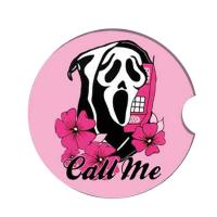 Pink Ghost Car Coasters Halloween Ghost Coasters For Cup Holders Hilarious Ceramic Coaster Cup Mat Car Interior Accessories premium