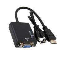 OOC ตัวแปลงสัญญาณ สายแปลง HDMI VGA HDMI เป็น VGA สายอะแดปเตอร์ พอร์ตเอาต์พุต HDMI เป็น VGA ใช้งานง่ายๆ สีดำสีดำ อะแดปเตอร์ HDMI เป็น VGA พร้อมเสียง จอแสดงผลแอลอีดี