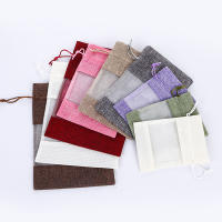 20pcs Natural Linen Burlap Bag Jute Gift Bag Drawstring Gift Bags Gift Packaging Party Favor Candy Dragee Wrapping Gift Bags